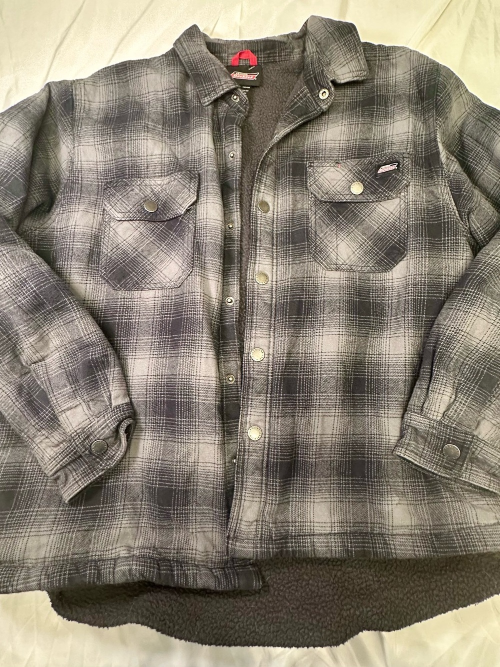 Dickies Grey Plaid Button-Down Work Shirt Jacket